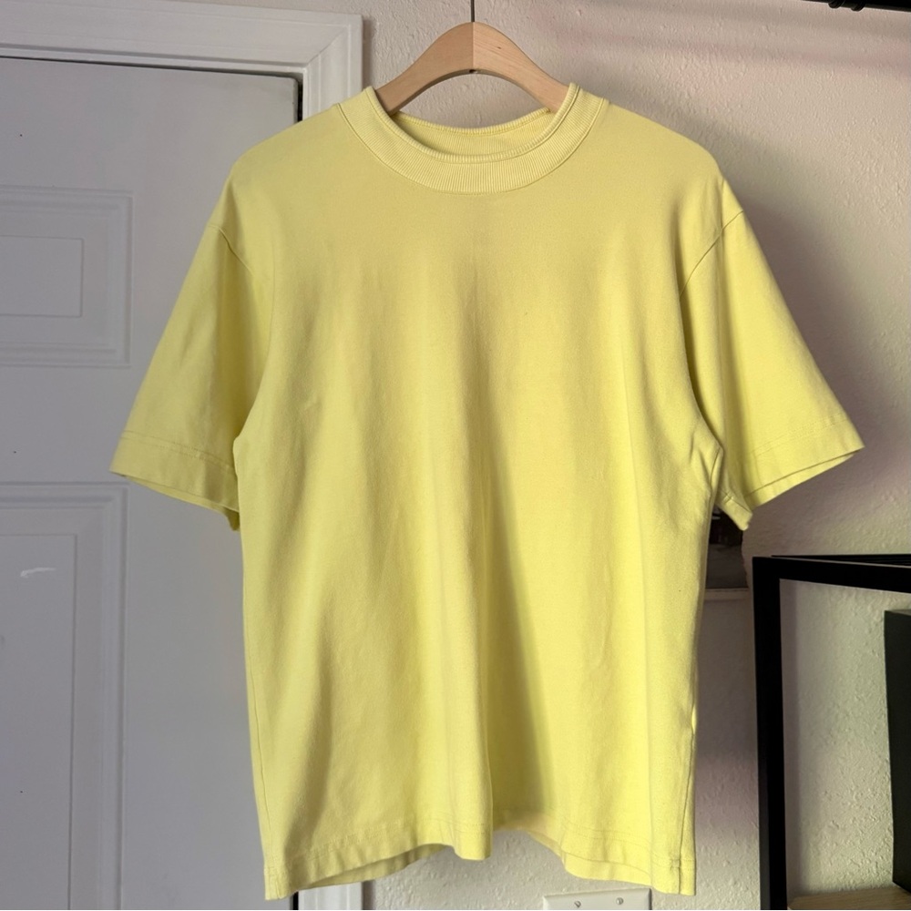 PRFCT NMBR Butter yellow cotton crew neckβ knit short sleeve tee t-shirt